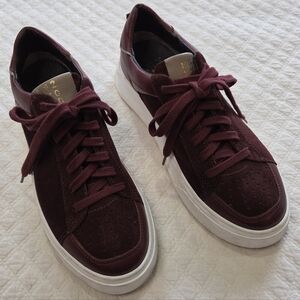 Miz Mooz Tristin Maroon Suede Leather Sneakers Women Size 40 9-9.5